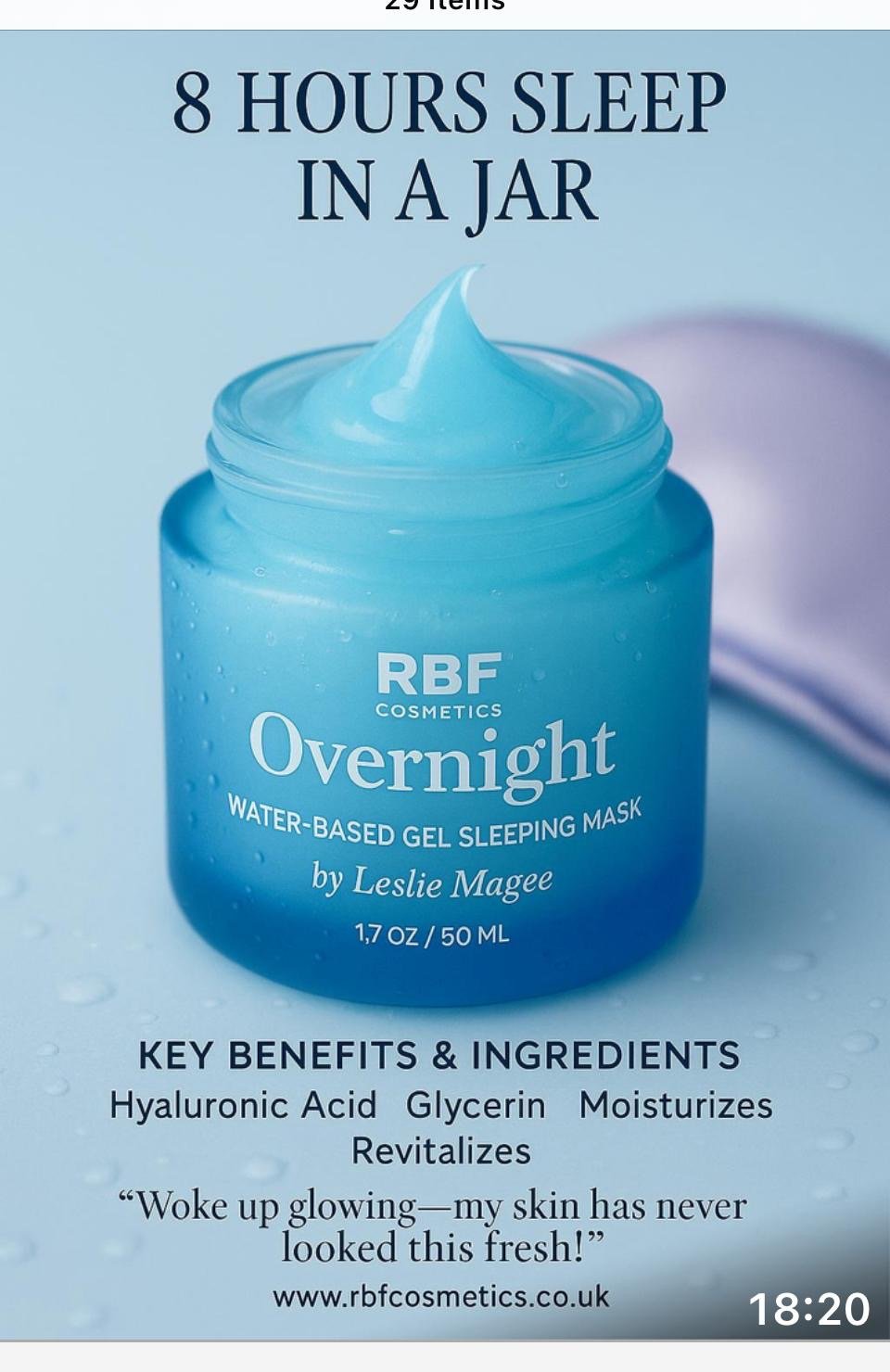 Overnight Success | Sleep Mask - R.B.F Cosmetics